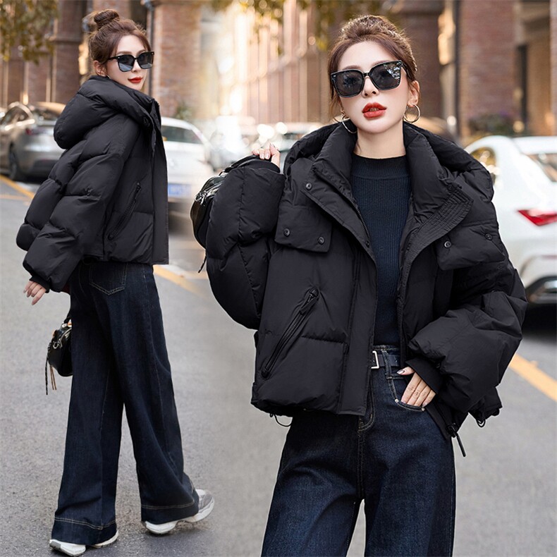 超好看紫色短款羽绒服女2024冬新款小个子宽松时髦洋气白鸭绒外套,女装羽绒服,伊仟回