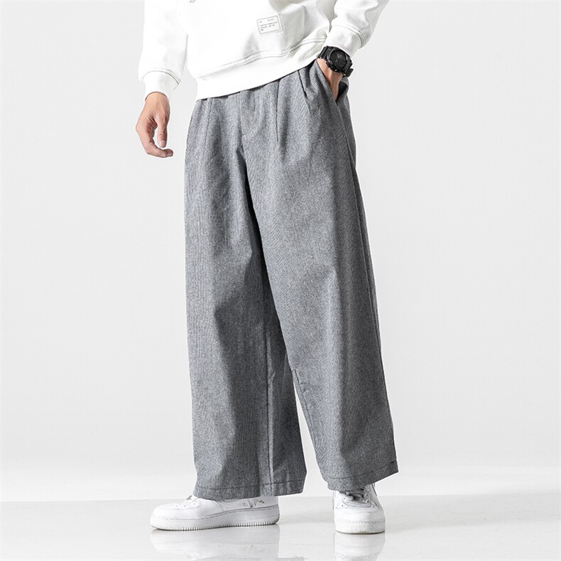 秋冬日系宽松棉麻大码风条纹直筒工装休闲阔腿裤男女K83/P75,男装工装外套,电商A221A