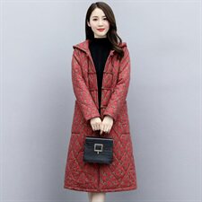 2023冬季新款时尚简约印花时尚中长款棉衣保暖舒适棉衣，女装棉衣/棉服，倪叶myz