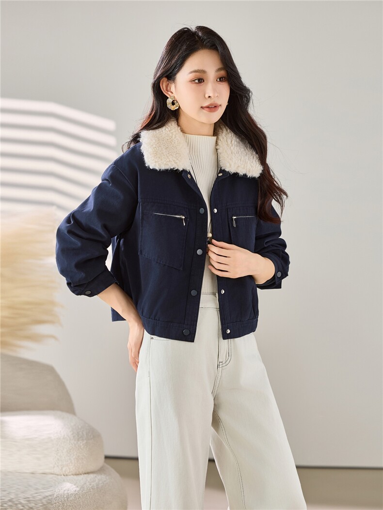 2025秋冬装新款加绒加厚短款外套,女装棉衣/棉服,梦芯尔
