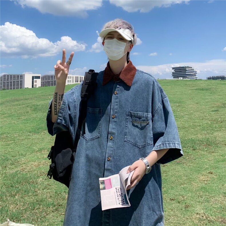 夏季短袖衬衫牛仔外套N4705P42,男装衬衫,星座1116-2
