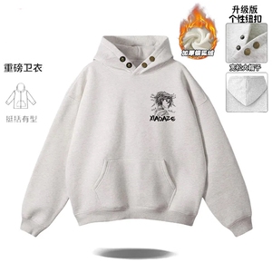1506/QB4650/P54高级感美式潮牌复古卫衣男秋冬加绒加厚痞帅宽松图片