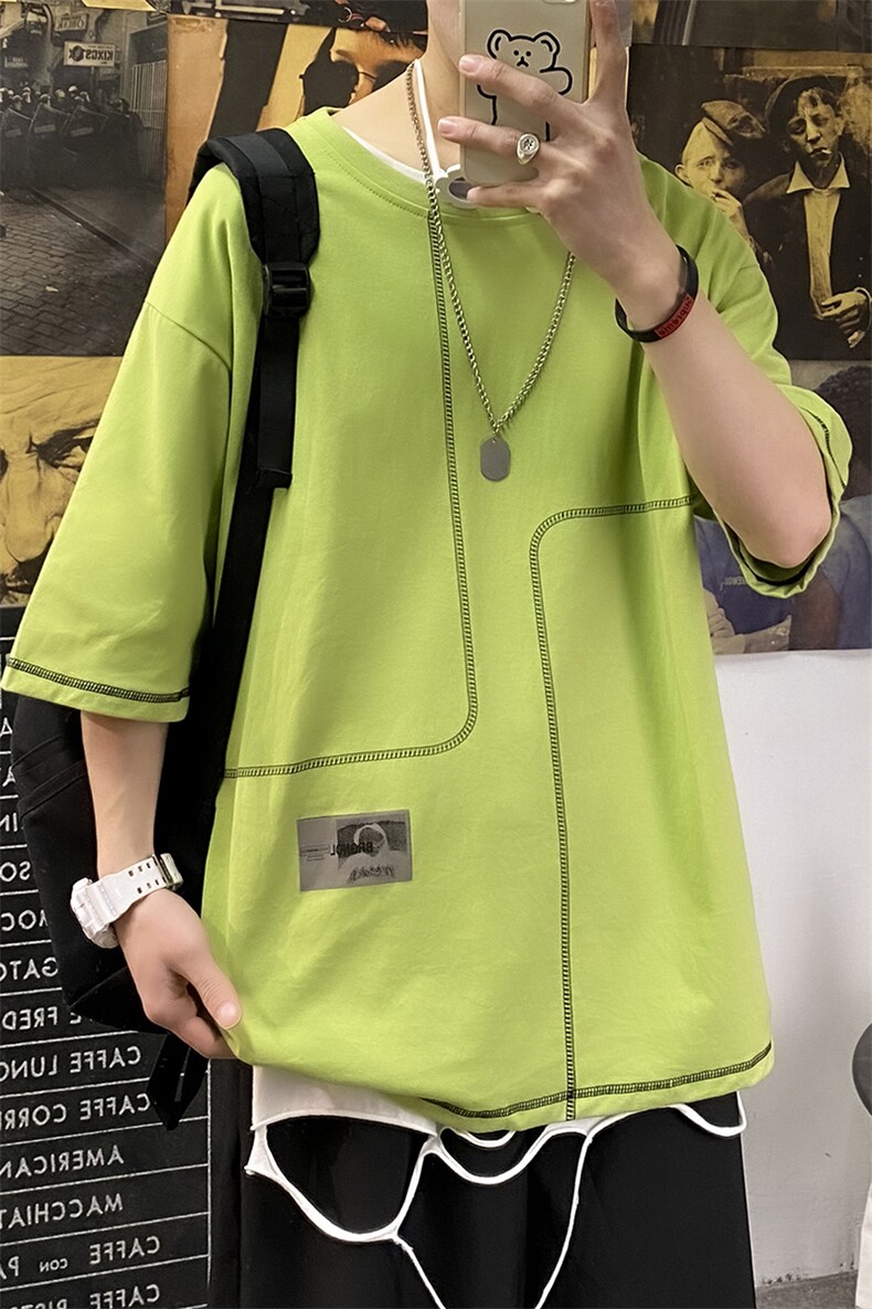 夏季短袖t恤男潮流港风时尚打底衫A210-A8308-P25控38,男装T恤,星座210-3
