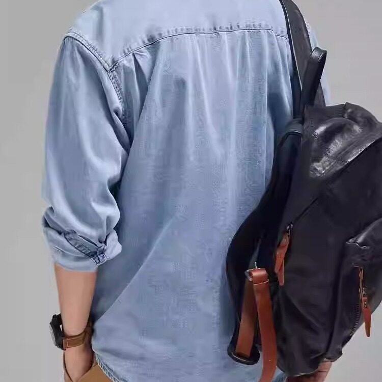 新款纯色工装牛仔衬衫男士潮牌潮流美式情侣宽松痞帅衬衣,男装衬衫,星座410-6（原星座1304-1）