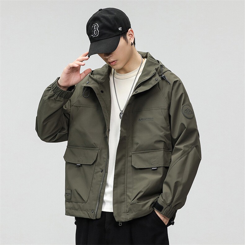 新款连帽工装休闲外套男宽松百搭潮流时尚夹克痞帅上衣61019-P105,男装夹克,电商D215
