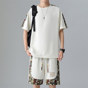 休闲运动套装潮夏季小熊圆领T恤刺绣短裤两件套A266-TZ9908-P50图片
