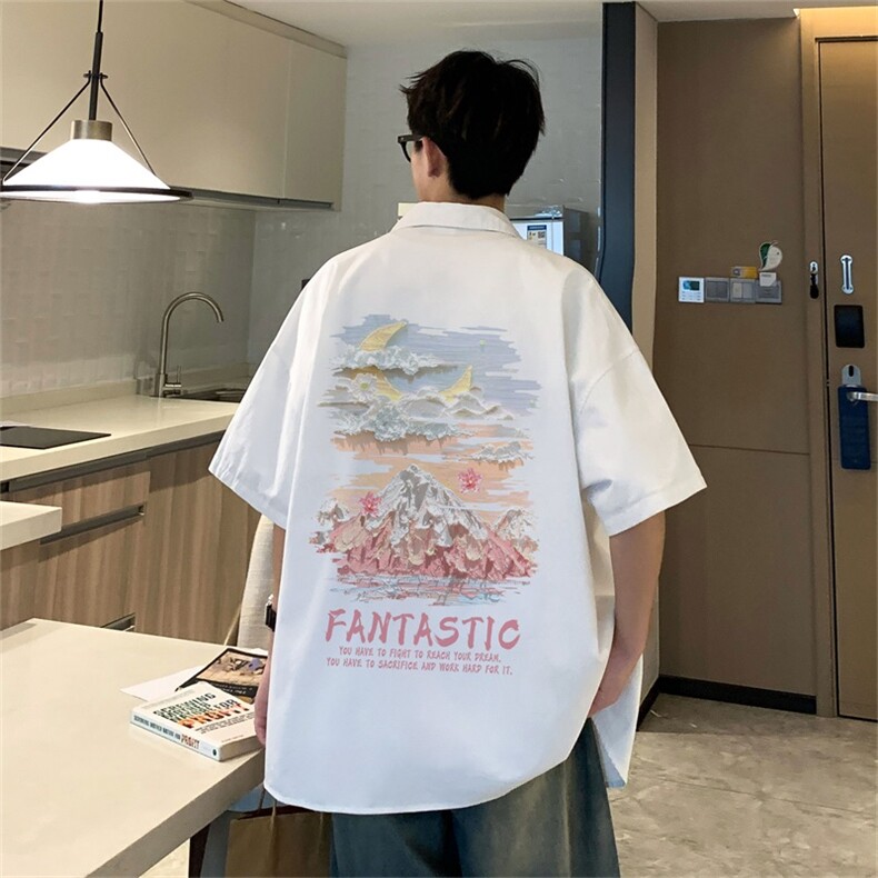 电商DSA028-MDSP846P38夏季新款港风百搭潮流印花短袖衬衫男,男装T恤,电商A028