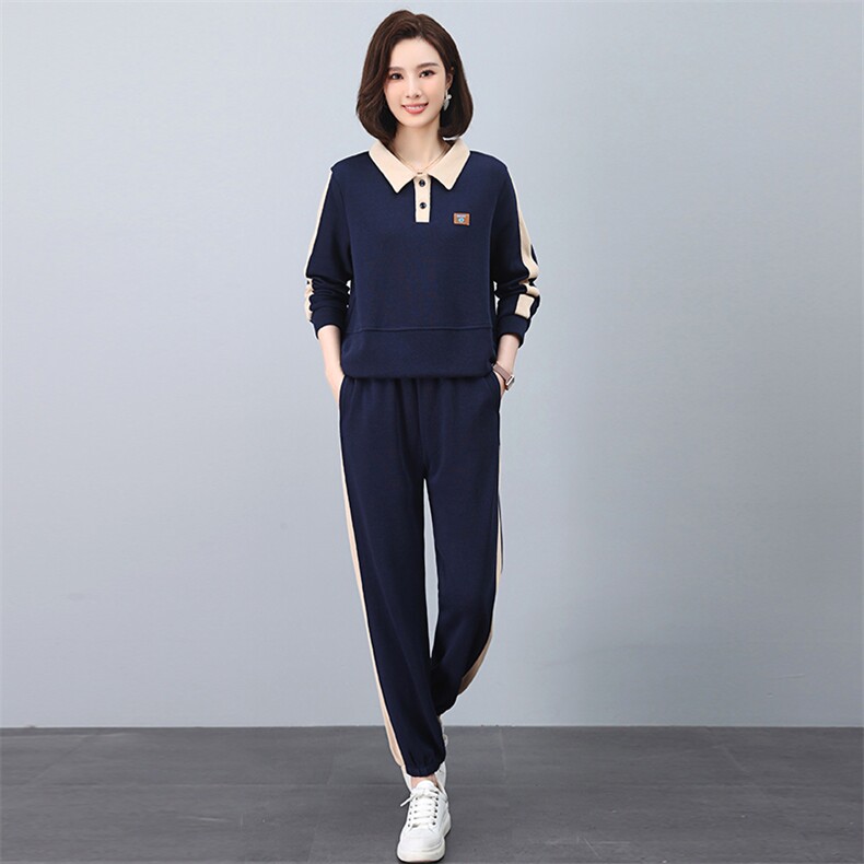 运动服套装女春秋季2025秋装新款时尚妈妈洋气大码休闲卫衣两件套,女装套装/套裙,天丽