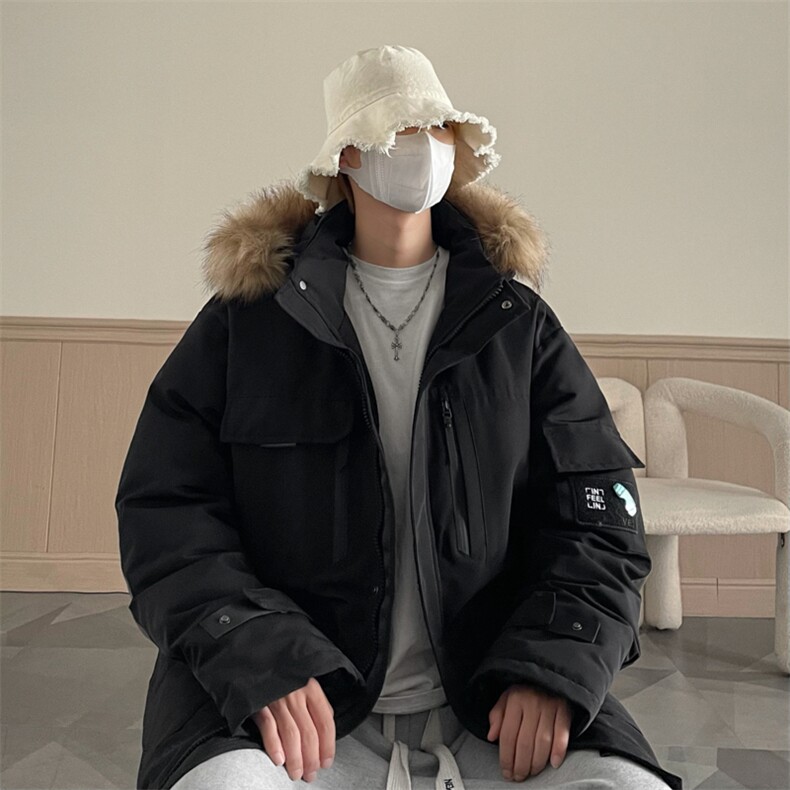 港风2026新品冬季宽松棉服派克服毛领冬装加厚外套D010-P145,男装棉衣,星座717
