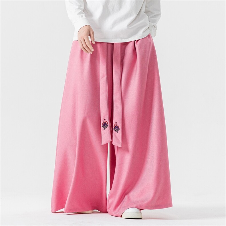 24秋冬风宽松休闲裙裤汉服阔腿裤宋裤新中式情侣潮K272/P75,男装民族服装,钱塘713