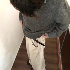 深灰色假两件针织衫男秋冬老钱风穿搭毛衣慵懒高级感V领长袖上衣，男装针织衫/毛衣，星座1210-1