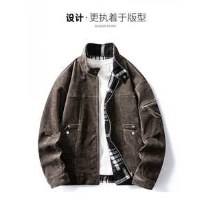 得物二开美式高街复古立领夹克休闲百搭情侣痞帅外套JK1207-P88