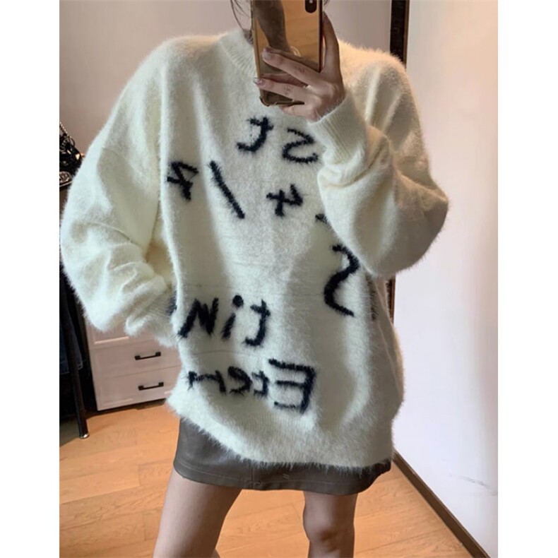 流行百搭潮流慵懒时尚气质日系简约ins文艺原宿长袖毛衣 M7395图片