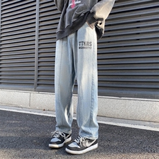 牛仔裤男款美式oversize冬季阔腿裤高街ins潮牌宽松N0566-P40，男装牛仔裤，星座308B-1