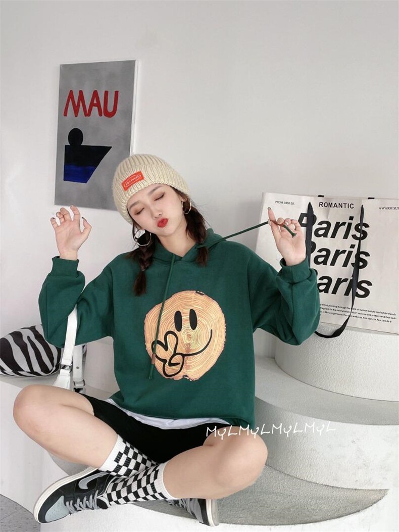 笑脸加绒卫衣,女装卫衣/绒衫,美依菱