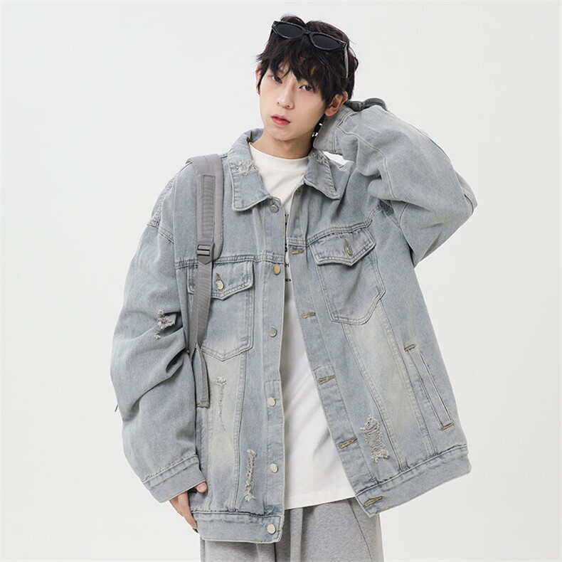 《现货主推》春季破洞牛仔夹克外套GXX03-P80控118,男装夹克,电商C303