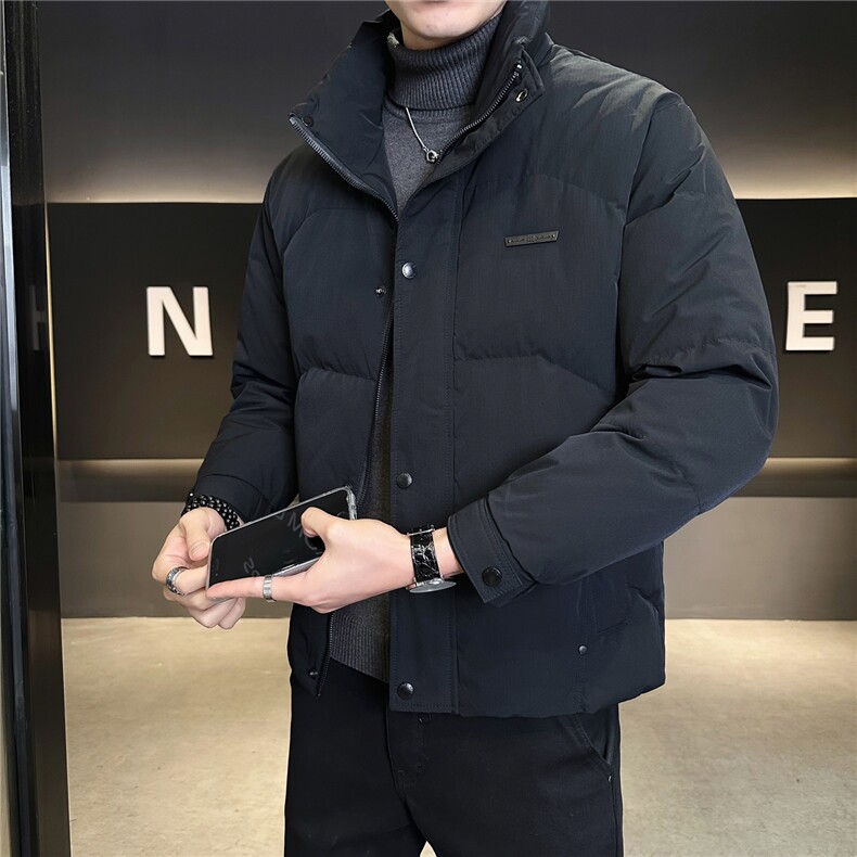 6608-L-4XL-P185标50绒店主风男士休闲立领纯色休闲羽绒服外套,男装羽绒服,电商B255
