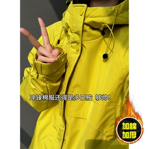 现货5W件冬季三防美式boxy解构连帽雪山冲锋衣棉衣男女棉服厚外套图片