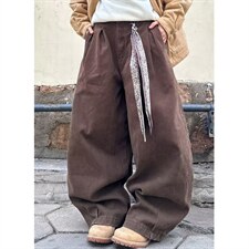 美拉德咖色高腰阔腿休闲男春秋2026新款宽松直筒工装裤子CAH912，男装工装外套，星座516A