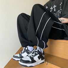 XZ213-K28-P45控58新款港风腰部抽绳侧边条纹束脚休闲裤卫裤，男装休闲裤，星座213