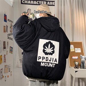 2021冬季新港风海报男大码印花保暖加厚加衣面包服M702-P85图片