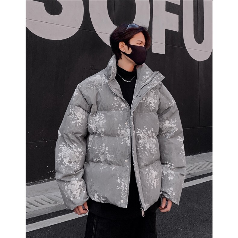 高级扎染工艺羽绒棉服男短款痞帅宽松潮牌棉衣加厚冬季棉袄p98,男装棉衣,电商C307