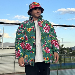 MY203男女休闲加厚保暖防寒棉衣外套棉服棉袄东北大花绿色团队潮图片