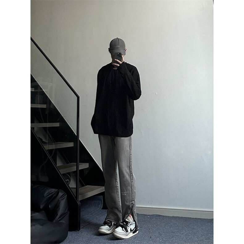 裤口拉链美式高街vibe牛仔裤设计感,男装牛仔裤,星座310A-4