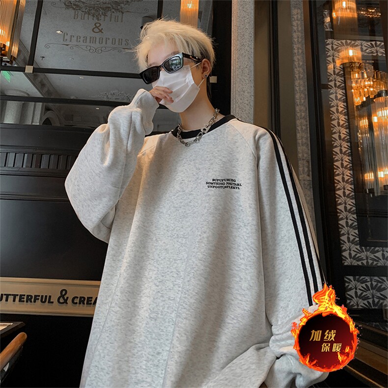 抖音得物供货提供视频秋冬重磅美式宽松织带圆领卫衣0328,男装卫衣,电商A486