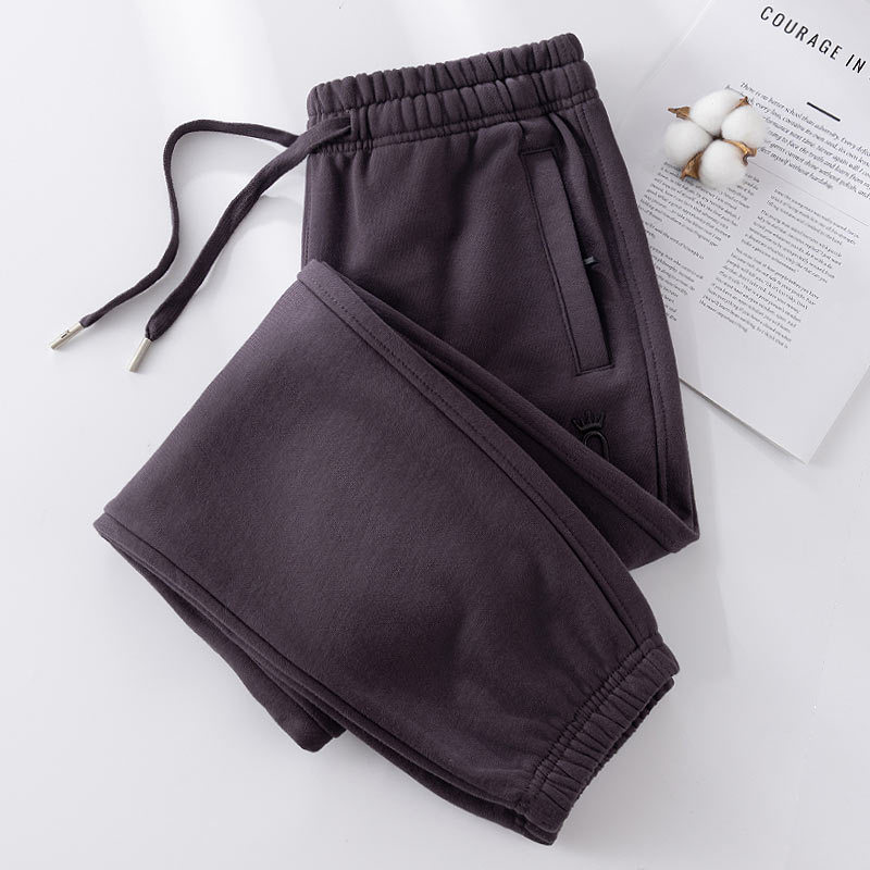 Pure Cotton Women's Sweatpants Spring and Autumn 2026 New Style Zip Pocket Joggers Women's Terry Large Size High Waist Cuffed Pants