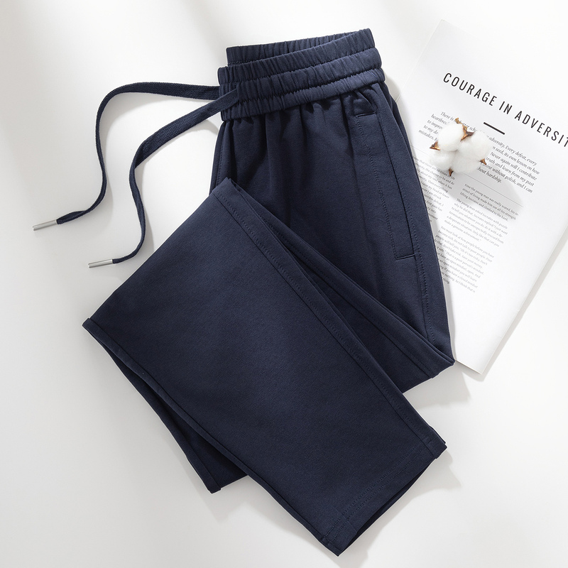 Royal Blue Straight-Leg Sweatpants for Women, Summer Thin Style, 2026 New Pure Cotton Sweatpants, Plus Size Casual High-Waisted Long Pants