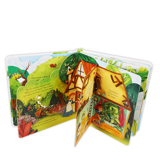 Usborne 영어 원본 PeepInsideaFairyTaleJackandtheBeanstalk 동화 시리즈 잭과 콩나무 어린이 종이 조각 플립북을 엿보세요