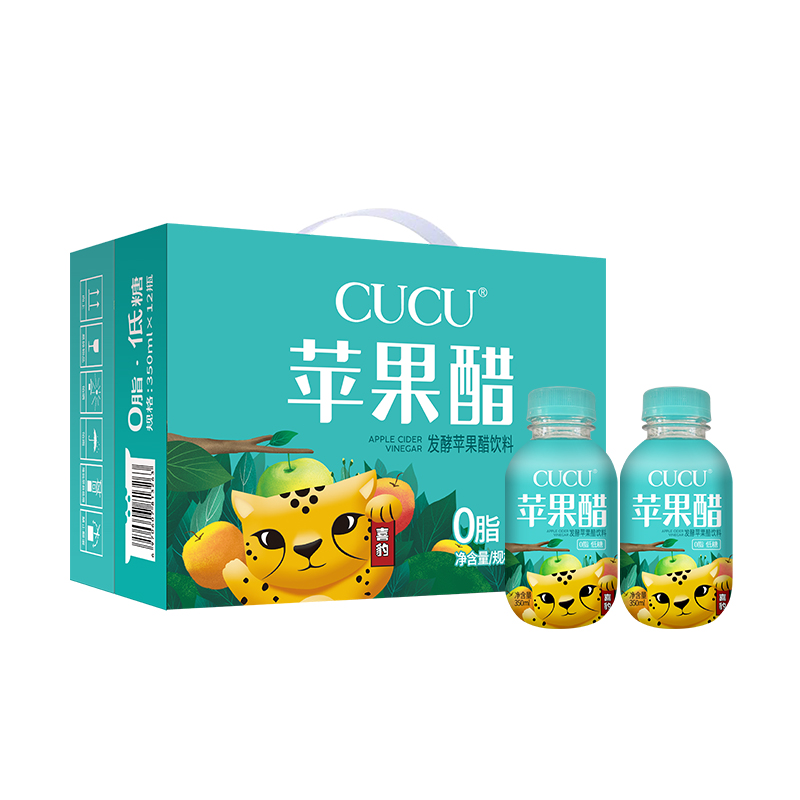 cucu新品苹果醋0脂型原醋低糖醋原浆贡醋纯350ml调味旗舰店礼盒