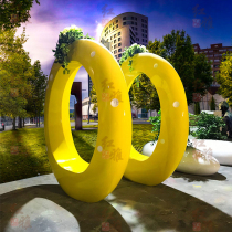 Creative FRP shopping mall donut seat ornaments flower pot hotel building hall outdoor square leisure seat