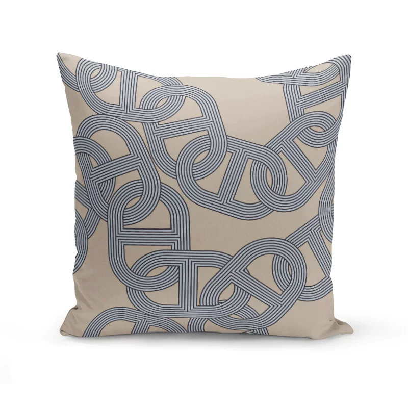 Design pillow, square pillowcase, sofa for bedroom, silver lock, print