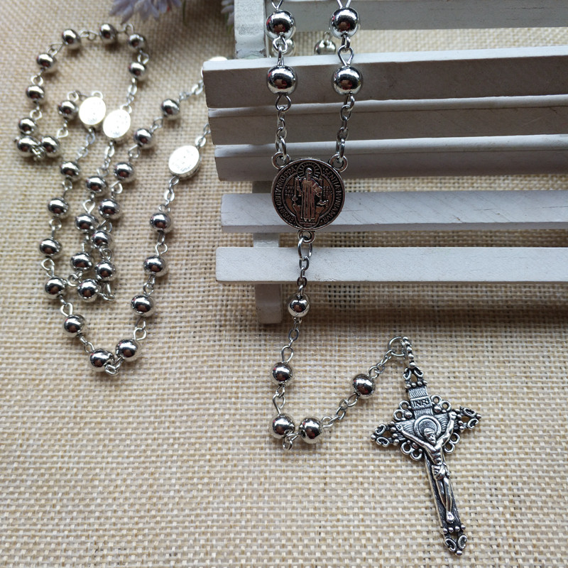 Catholic prayer beads Long version Rose Five Rui necklace Christ supplies Rosary crucifixion Beads Necklace