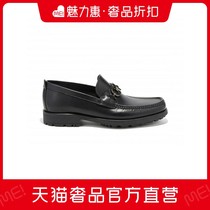 FERRAGAMO black cowhide buckle fashion simple business mens leather shoes loafers