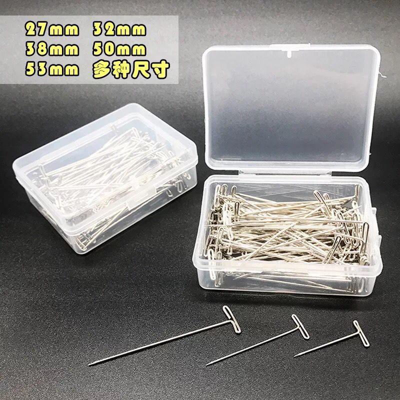 100 boxes T-shaped needle 27-50mm positioning needle stainless steel T-shaped needle diy sweater shawl fixing needle