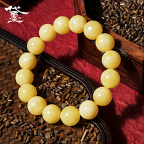 Demo beeswax bracelet Baltic Amber chanterelle yellow single circle hand string Mens and womens Buddha beads hand string sweater chain