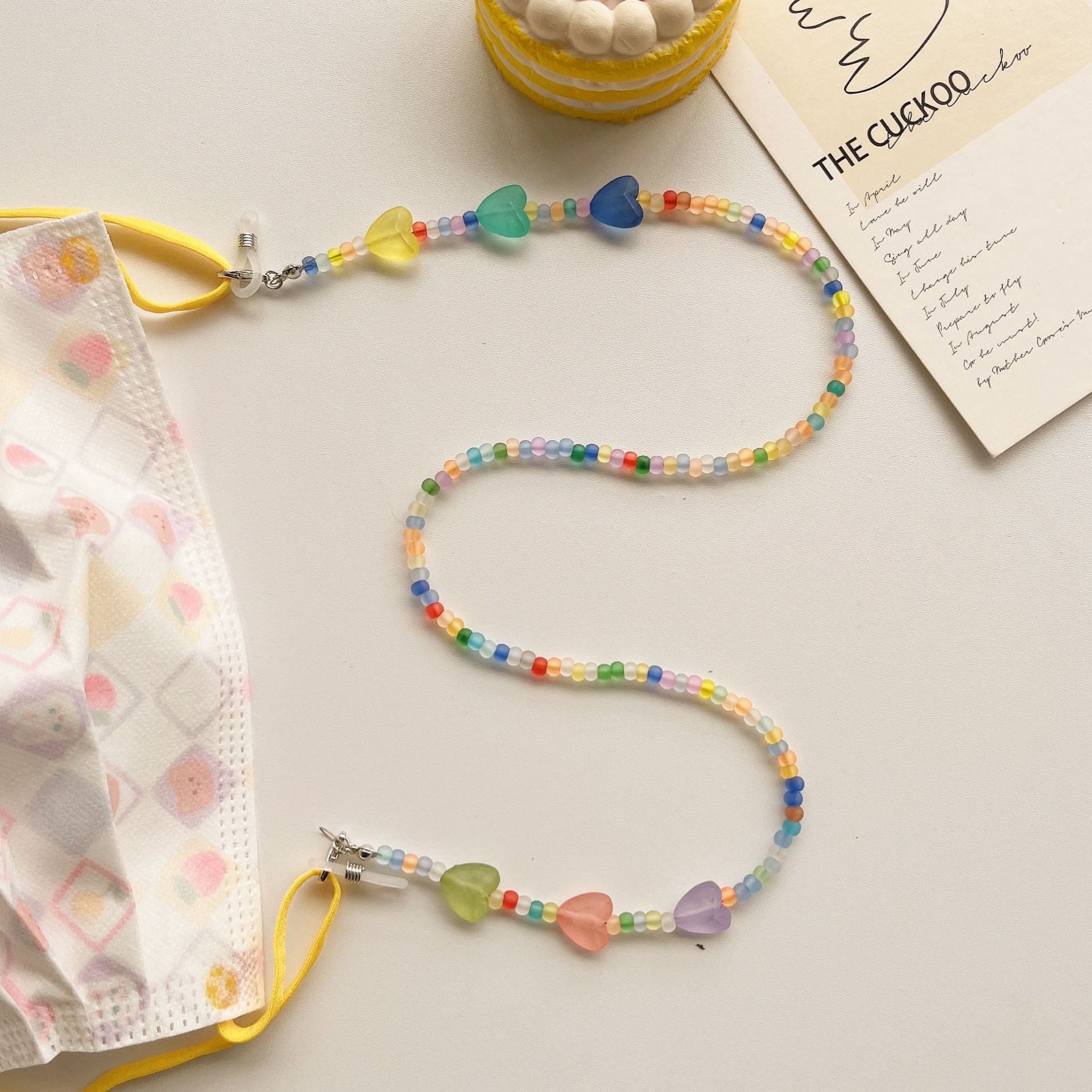 子供用サングラス、紛失防止メガネチェーン、イヤホンチェーン、マスクチェーン、ビーズ、フロスト加工、Bluetoothワイヤレスキャンディ