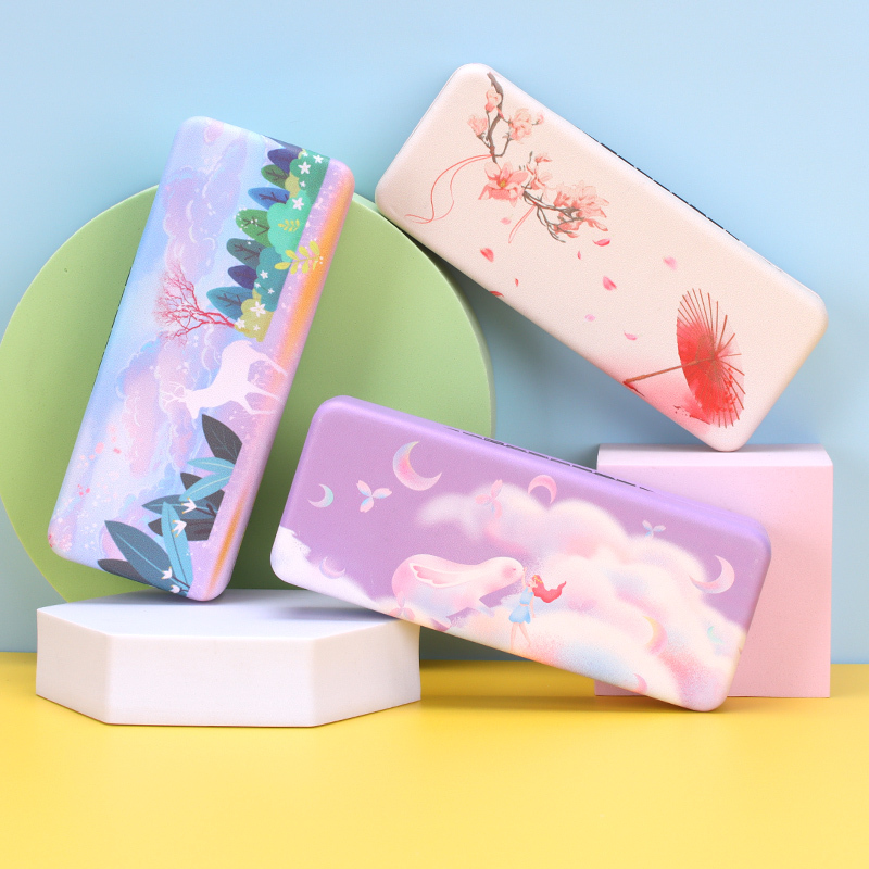 Glasses Case for Men and Women, Portable, Anti-Pressure, Creative, Cute Cartoon, Myopia Glasses Case, Student Storage Box, High-End Feel