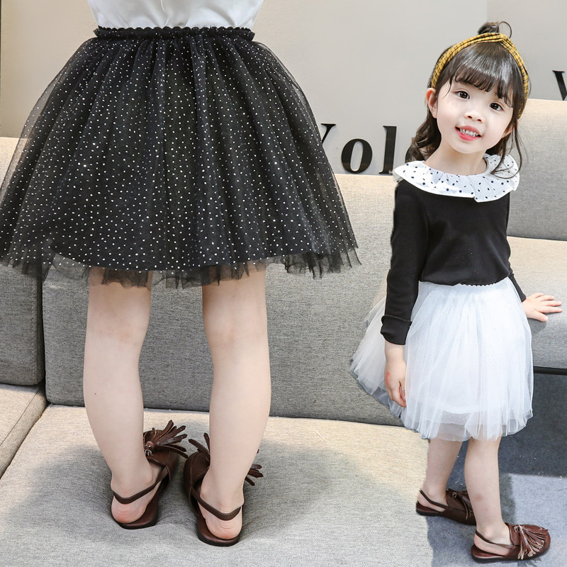 2020 new girl's autumn dress yarn dress short skirt 0-1-3-4-5 year old female baby spring autumn 100 lap half body dress