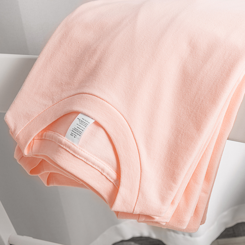 250g heavy lbs latent pink pure cotton loose round collar long sleeve T-shirt pure color stack wearing undershirt blouses male and female thick