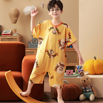 Childrens Concord Pajamas Boys Summer Thin Cotton Short Sleeved Boys in Summer Anti-Kick Home Air Conditioning Clothes