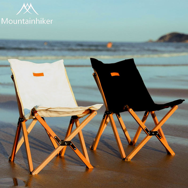 Mountain Guest Solid Wood Folding Chair Outdoor Portable Recliner Leisure Camping Chair Backrest Small Stool Maza