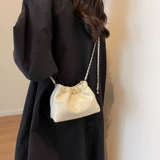 Летняя сумка через плечо, маленькая небольшая сумка, серебряная цепь, изысканный стиль, на цепочке