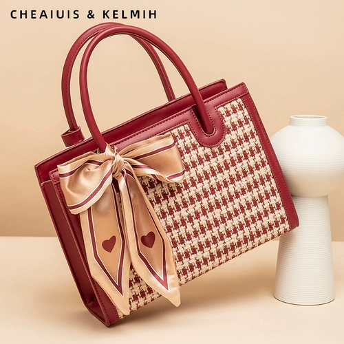 Красная вместительная и большая сумка через плечо для невесты, изысканный стиль