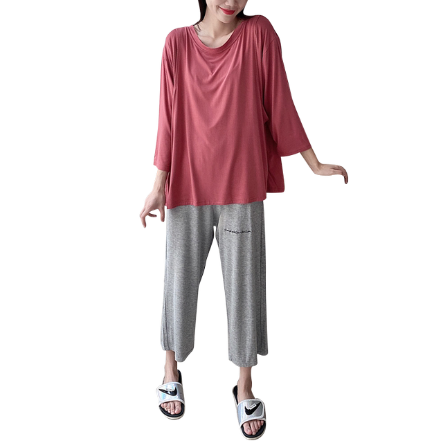 Summer Thin Modal Confinement Clothing Maternity Pajamas Spring and Autumn Postpartum Maternal Breastfeeding Home Clothing Set Autumn