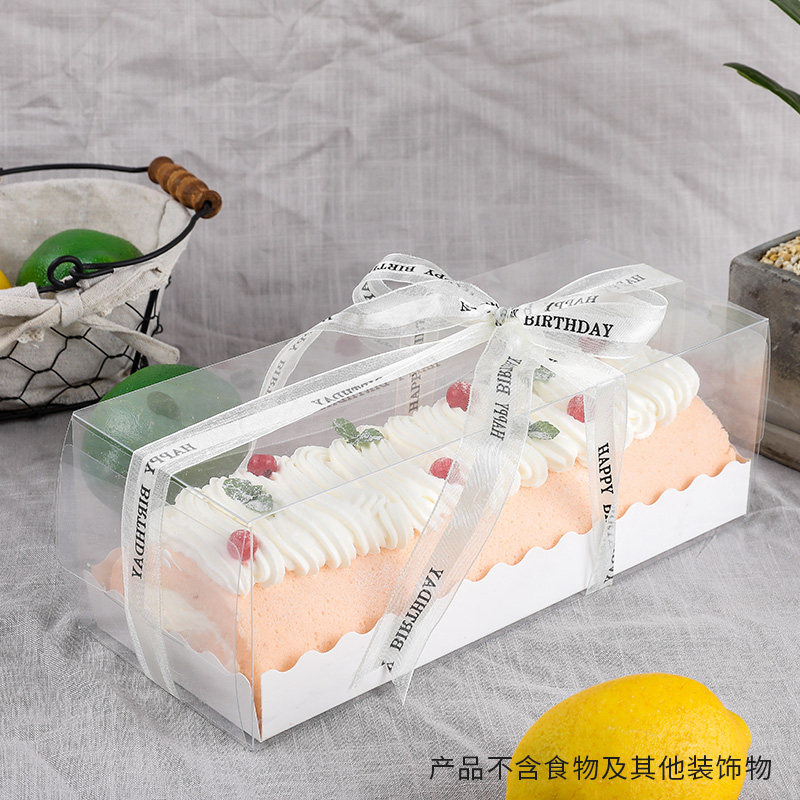 Meidi cake roll packing box Long transparent Mousse Swiss hug roll portable dessert station packing box
