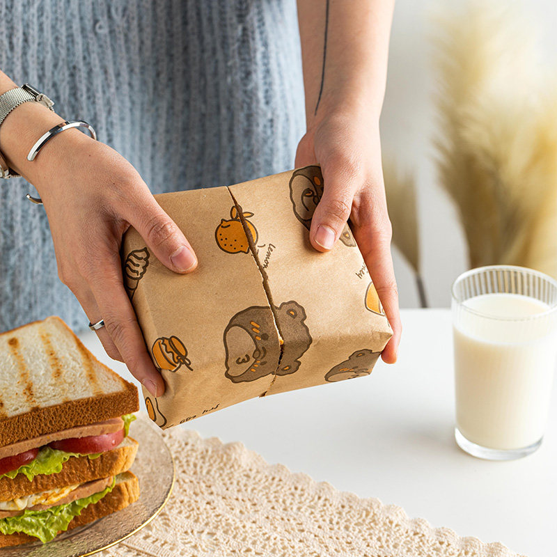 Sandwich wrapping paper can be cut disposable food Sandwich burger greaseproof paper Burrito rice ball packing box box